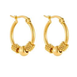 DIEYURO 316L Stainless Steel Gold-Plated Hollow Woven Circle Earrings for Women