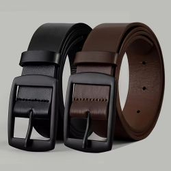 Luxury Men's PU Leather Belt – Classic Metal Pin Buckle 3cm