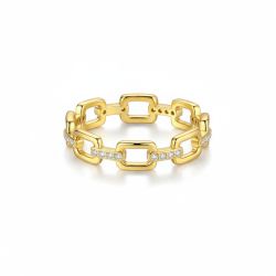 925 Sterling Silver Ring with Zircon Stones – Gold Color Sparkling Women’s Engagement & Wedding Jewelry | Certified Anniversary Gift