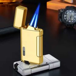 Double Flame Piezo-Crystal Lighter – Windproof, Stylish Design, 4 Colors