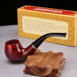 Wood Smoking Pipe with Carved Flowers – Removable & Washable Tobacco Pipe | Elegant Smoking Accessory & Gift