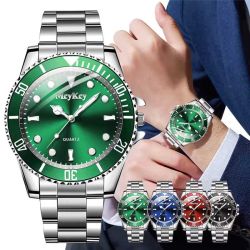 Fashion Men’s Quartz Watch – Large Dial Business & Casual Wristwatch, Sports Style (Black/Red/Green/Blue)