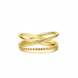 925 Sterling Silver Intertwined Hoops Ring – Gold Color Women’s Engagement & Wedding Jewelry | Certified Anniversary Gift
