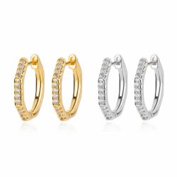 Women’s Zirconia Polygon Hoop Earrings – Stainless Steel Luxury Wedding Jewelry | Gold & Silver Colors