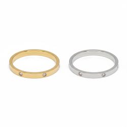 Stainless Steel Ring with Delicate Zircon Surround – Gold & Silver Colors