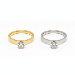 Elegant Stainless Steel Ring with Zircon Crown – Gold & Silver Colors