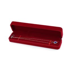 Red Velvet Necklace Box – Elegant Jewelry Case with Rounded Corners