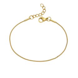 18K Gold Plated Stainless Steel Bracelet – Thin 1mm Adjustable Chain 16–18cm, Elegant Women’s Jewelry Gift