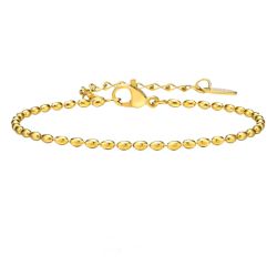 Gold Plated Stainless Steel Women’s Bracelet – Bead Chain with Coin Charm, Adjustable 16–21cm