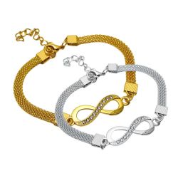 Delicate chain bracelet with zircon infinity – gold or silver