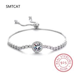 SMTCAT сребърна гривна 925 с 8мм Циркон и кристали