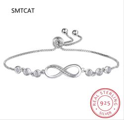 SMTCAT сребърна гривна 925 „осморка“ с цирконий