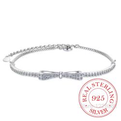 Robbie 925 Sterling Silver Bowknot Zircon Tennis Bracelet