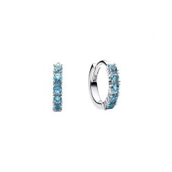 925 Sterling Silver Blue Zircon Hoop Earrings for Women