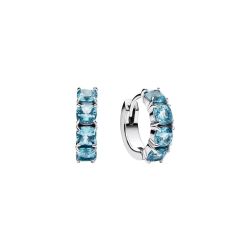 925 Silver Hoop Earrings with Blue or Red Zircons 14mm