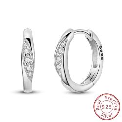 925 Sterling Silver Geometric Zircon Hoop Earrings for Women – Elegant Shine for Any Occasion