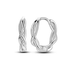 925 Silver Twisted Thread Hoop Earrings for Women