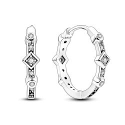925 Silver Geometric Circle Hoop Earrings with Zircons