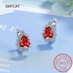 SMTCAT Сребърни обеци S925 с капковиден цирконий