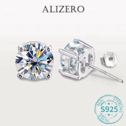 ALIZERO Moissanite Diamond Earrings 925 Silver 18K White Gold