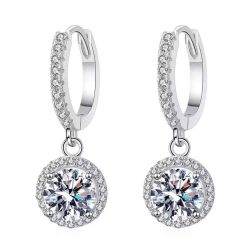 925 Sterling Silver 2ct Moissanite Hoop Earrings