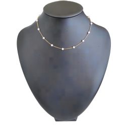 Elegant 14K Gold-Finished Necklace with Simulated Pearls – Zinc Alloy Chain