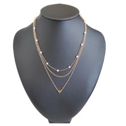 3-Piece Pearl & Heart Pendant Necklace Set for Women – 14K Gold Plated Stainless Steel Layered Chains