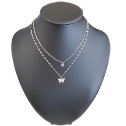 Set of 2 butterfly necklaces with crystals – zinc alloy