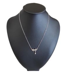 Necklace with bow and hanging crystal ball – zinc alloy