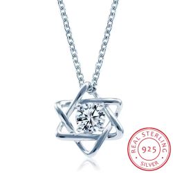 SMTCAT Сребърно колие S925 „Хексаграм звезда“ с цирконий