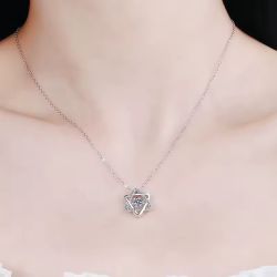 SMTCAT 925 Silver Hexagram Necklace with CZ & Crystals