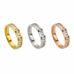 Luxury Unisex Stainless Steel Zircon Band Ring – 4mm