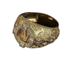 Classic Gold Men’s Ring – Golden Zinc Alloy with White Zircon Crown