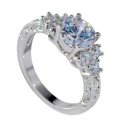 Stainless Steel Women’s Ring with Zircon – Luxury Engagement Jewelry