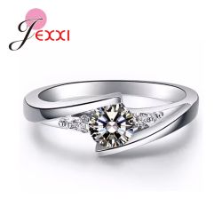 JEXXI 925 Sterling Silver Promise Ring with AAA Zircon