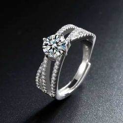 SMTCAT 925 Silver Cross Design Ring with 7mm CZ Stone