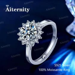 AITERNITY Women's Silver 1ct Moissanite Diamond Ring w CZ