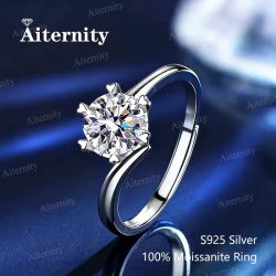 AITERNITY 1ct Moissanite Diamond Solitaire 925 Silver Ring 