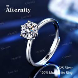 AITERNITY 925 Silver 1ct Moissanite Diamond Solitaire Ring