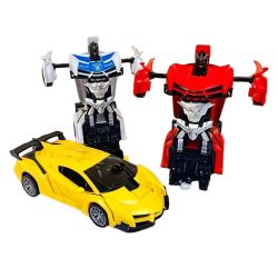 Transfomer - RC Car Transforms Into Robot – 360° Rotating, Drifting Toy for Kids (Yellow & Police Model)