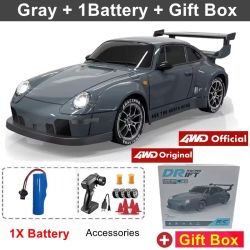 4WD RC Drift Car with LED Lights – 20KM/h High Speed Remote Control Racing Car (Gray)