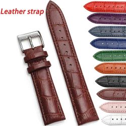 PU Leather Watch Band 12–24mm with Steel Buckle & Pins