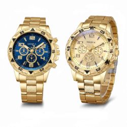 Men’s Quartz Watch SAIGELA with Golden Case – Blue or Gold Dial