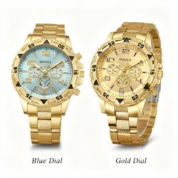 Мъжки кварцов часовник SAIGELA със златист корпус – син или златист циферблат