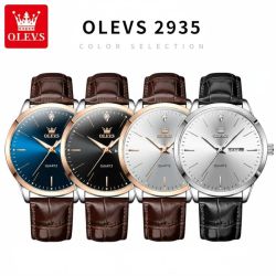 OLEVS 2935 Men’s Quartz Watch – Dual Calendar, Luminous, Waterproof Business Watch with Original Box