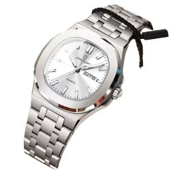 POEDAGAR 792 Women’s Quartz Watch – Square Stainless Steel Design, Luminous Hands, Date & Week Display
