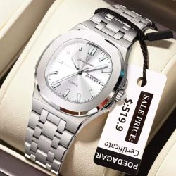 Дамски кварцов часовник POEDAGAR 792 – Класически квадратен дизайн от неръждаема стомана с календар