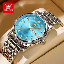 OLEVS 5513 Мъжки кварцов часовник с двоен календар и диамантени индекси, водоустойчив