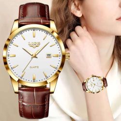 LIGE 89143 Дамски кварцов часовник с календар, водоустойчив