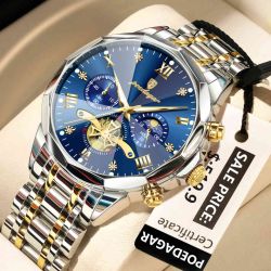 POEDAGAR 938 Men’s Chronograph Watch Stainless Steel Quartz
